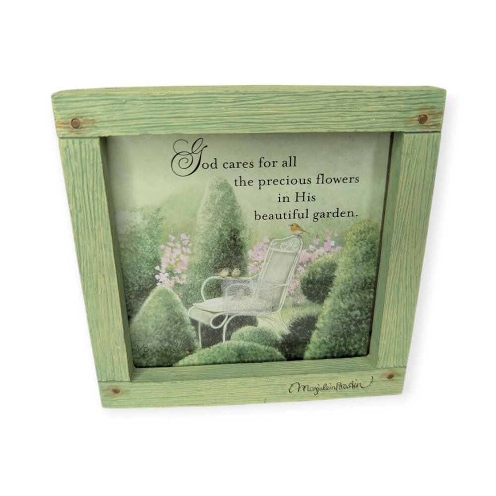 Marjolein Bastin Framed Art "God Cares for All the Precious Flowers" 4.5" x 4.5"